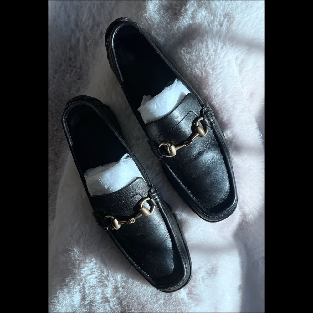 Gucci Black Leather Horsebit Loafers